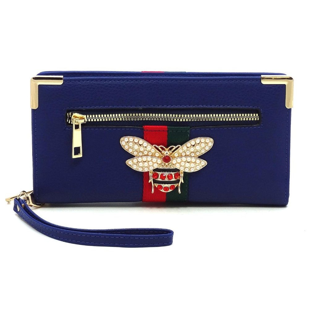 Bee Stripe Clutch Wallet- Wristlet